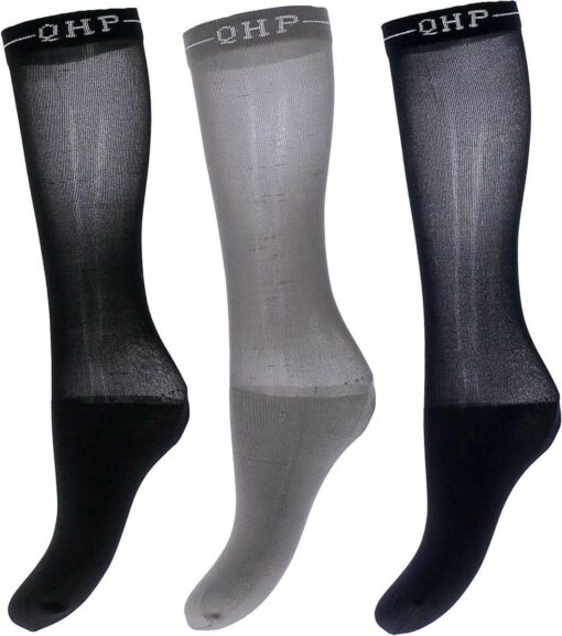 Qhp Showsokken  Color 3-pack Uni - Black-grey - 35-38