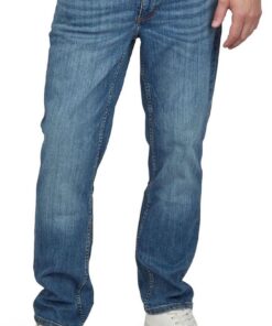 Stretch Heren Jeans Lange Rechte Pijp Katoen Elastaan Blauw Zwart